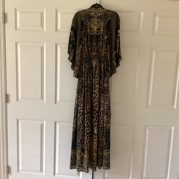 CAMILLA Long Dress With Smocked Waist Bell Sleeves *Abingdon Palace* 100% Silk - Picture 10 of 16